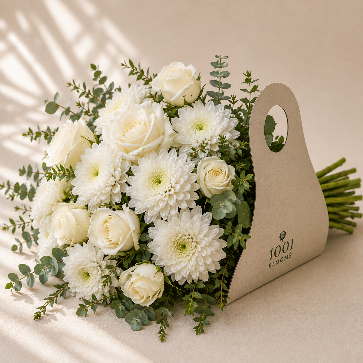 CHRYSANTHEMUM & WHITE ROSE BUNCH